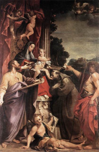 Annibale Carracci: Madonna Enthroned with St Matthew (1588) Gemldegalerie, Dresden