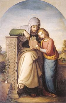 Philipp Veit: Szent Anna olvasni tanítja Máriát