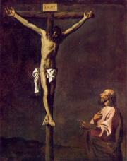Zubarán: Saint Luke as a Painter before Christ on the Cross Zubarán: Saint Luke as a Painter before Christ on the Cross