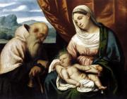 Sint Antonius met Maria en Christuskind. Toegeschreven aan Alessandro Bonvicino, genaamd Moretto. 16e Venetië. 