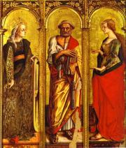 Carlo Crivelli: Alexandriai Szent Katalin, Szent Péter és Mária Magdolna