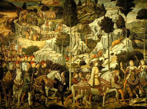  Benozzo Gozzoli: A mágusok kísérete (Palazzo Medici, Firenze)