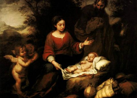 Bartolomé Esteban Murillo: Megpihenés Egyiptomba menekülés közben (Ermitázs) 