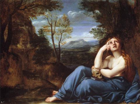 Annibale Carracci: The Penitent Magdalen in a Landscape (Bűnbánó Magdolna..)(1598)  Fitzwilliam Museum,Cambridge | Adorans